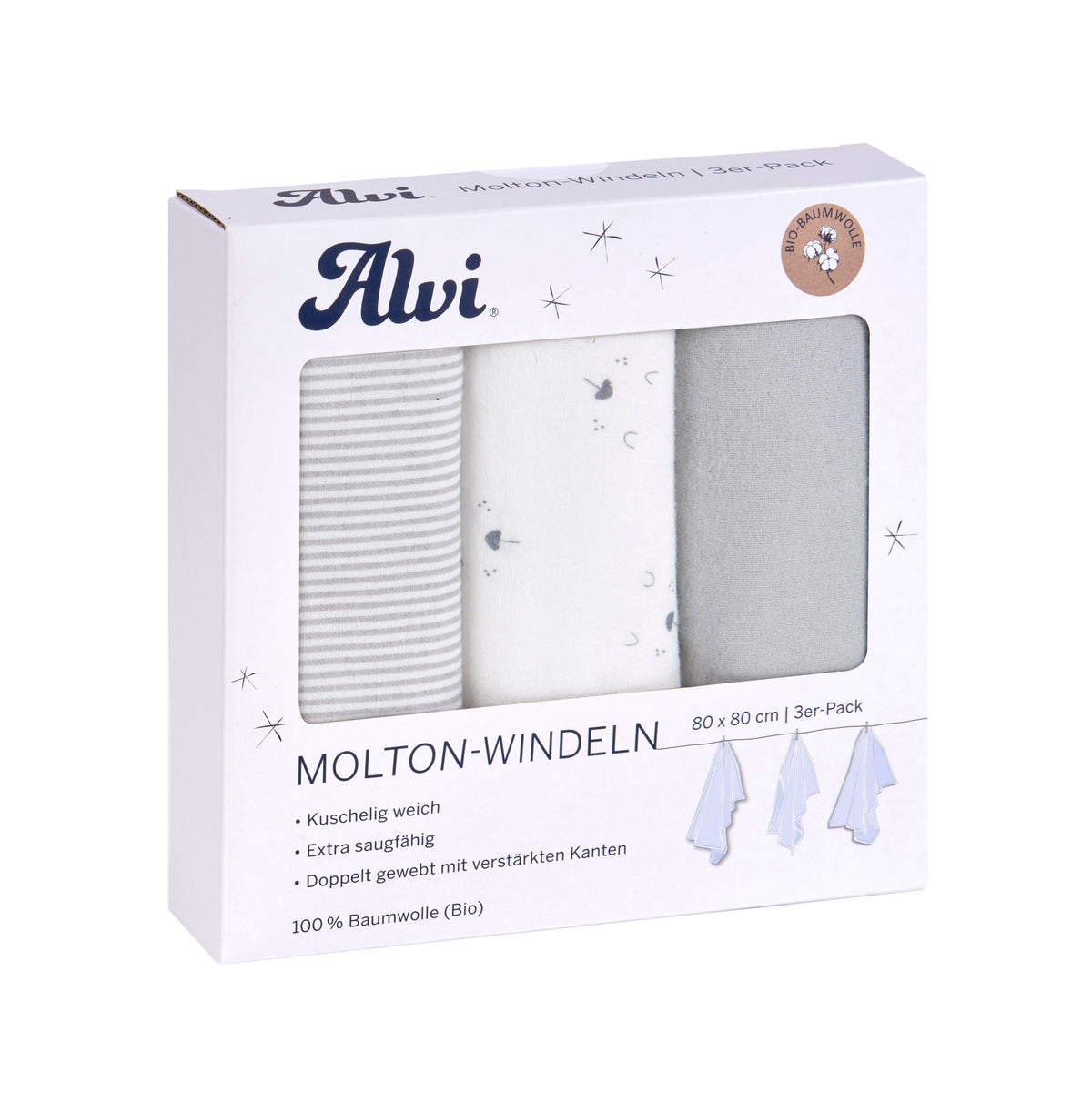 Molton Windeln 3er Pack - Faces