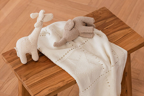 Strickdecken - Sterne creme
