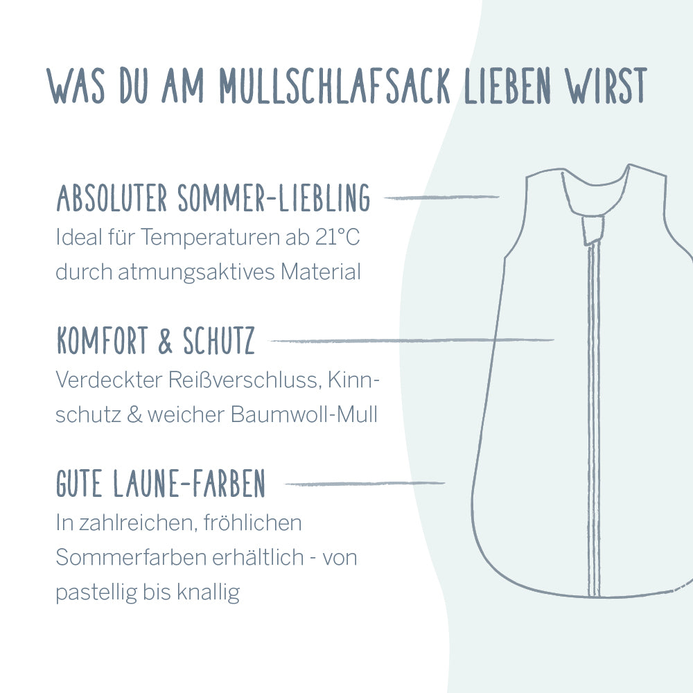 Mull-Schlafsack - Uni gelb