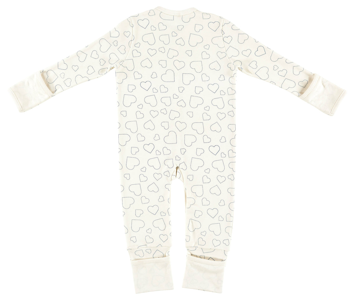Schlafanzug mit Klappbündchen  - Hearts white