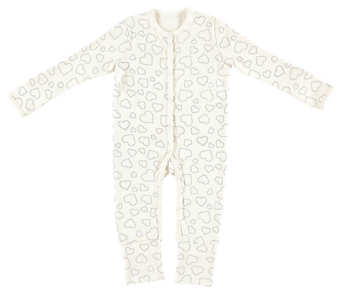 Schlafanzug mit Klappbündchen  - Hearts white