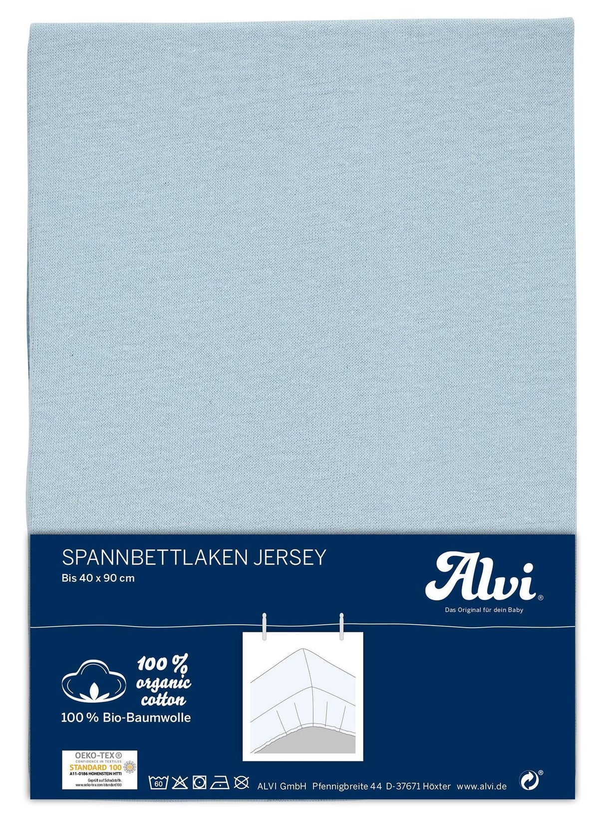 Spannbettlaken (BIO-Baumwolle) - Bleu