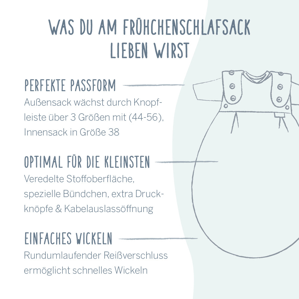 Frühchenschlafsack Außensack (Jersey) - bleu Stripe