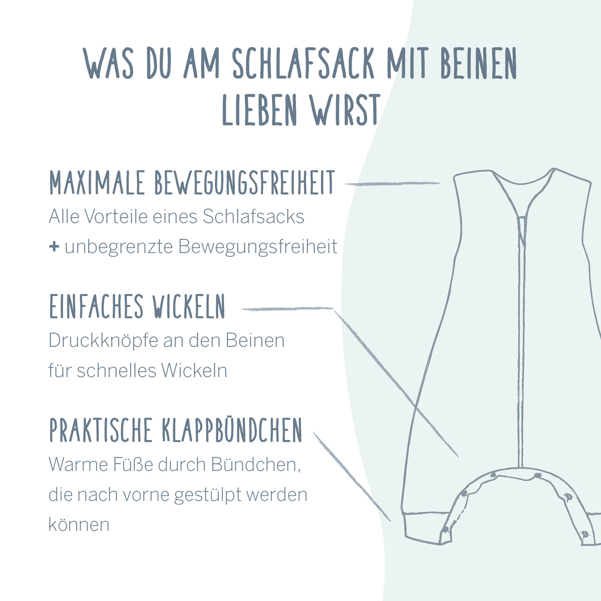 Ganzjahresschlafsack mit Beinen Mull - Poseidon