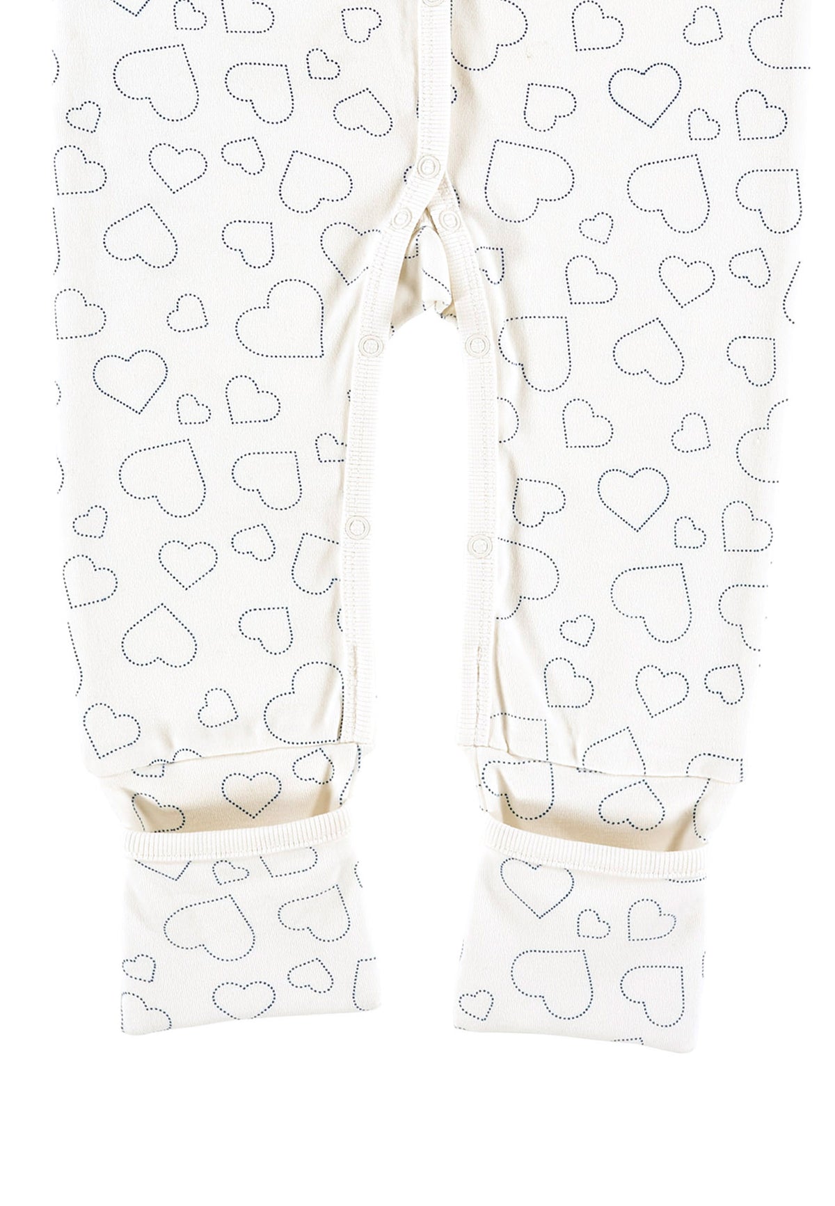 Schlafanzug mit Klappbündchen  - Hearts white